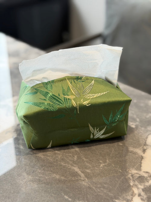 Bamboo Embroidered Jacquard Tissue Box Cover