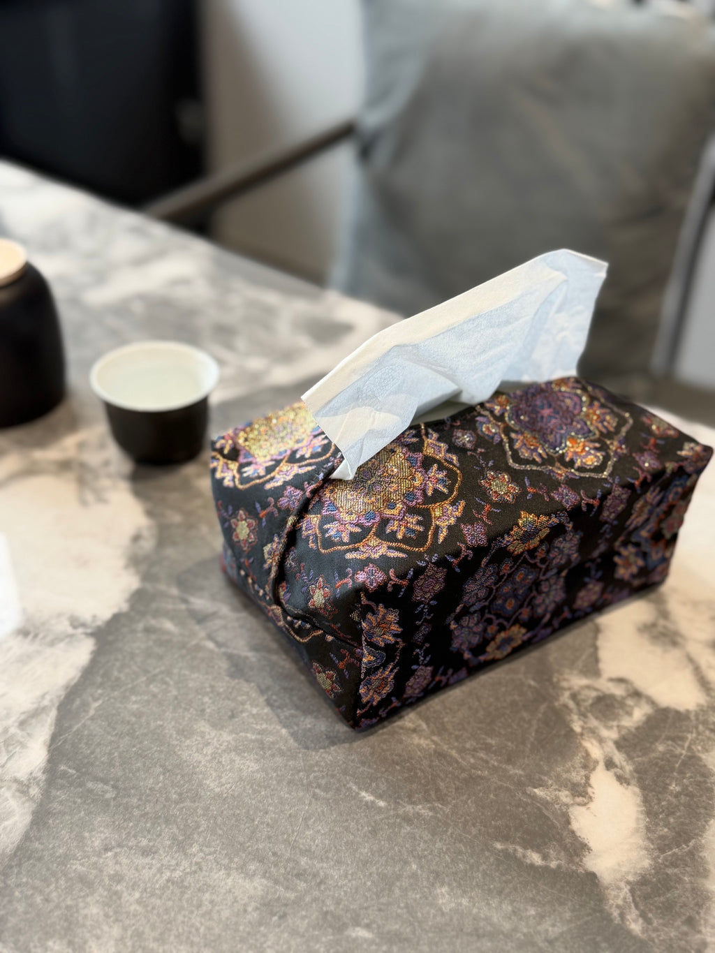 Baoxiang Pattern Embroidered Tissue Box Holder