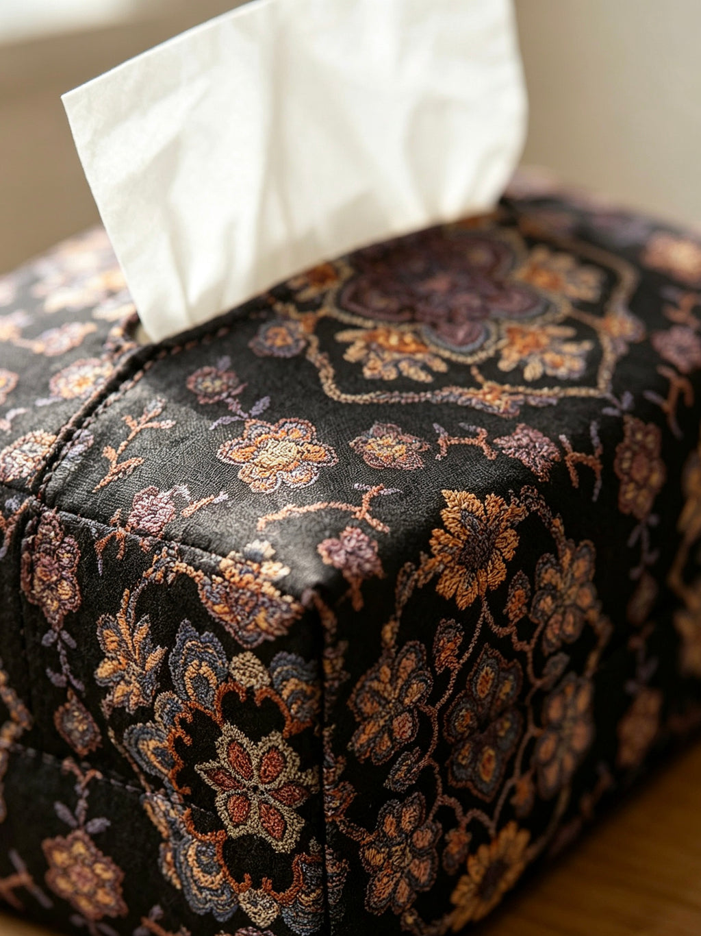 Baoxiang Pattern Embroidered Tissue Box Holder