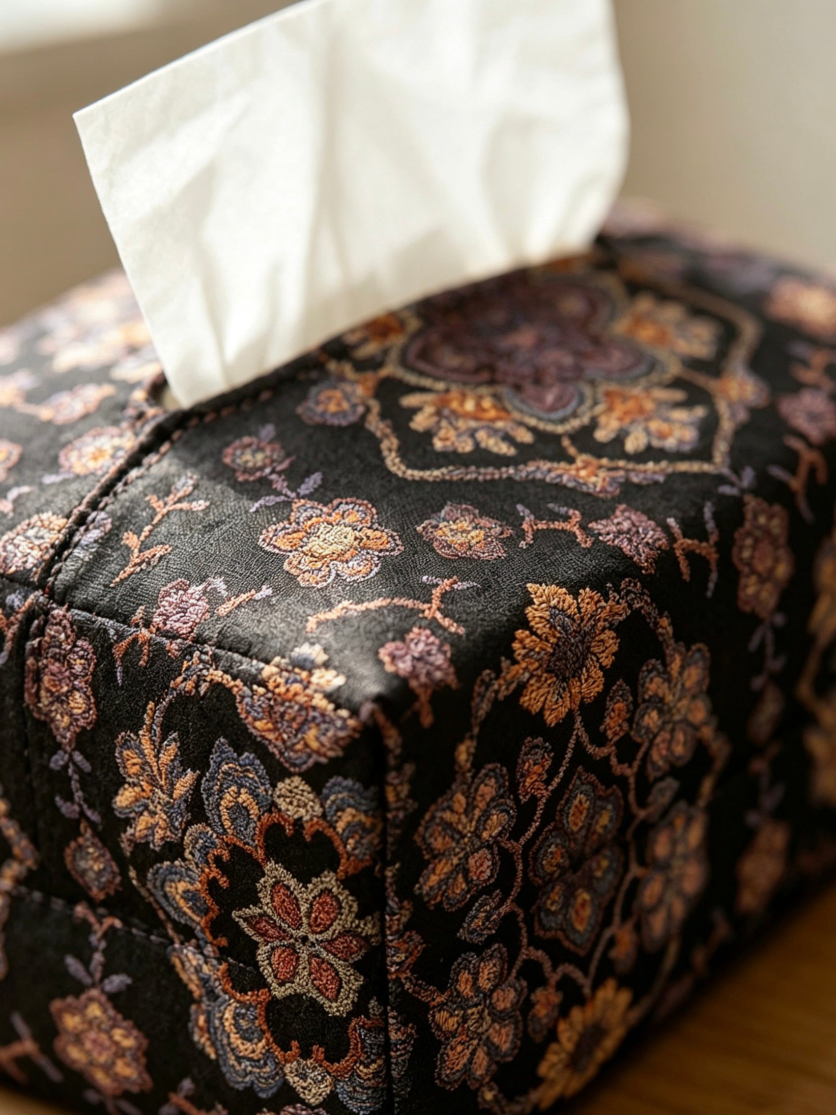 Baoxiang Pattern Embroidered Tissue Box Holder