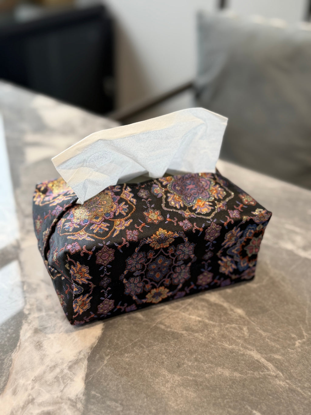Baoxiang Pattern Embroidered Tissue Box Holder