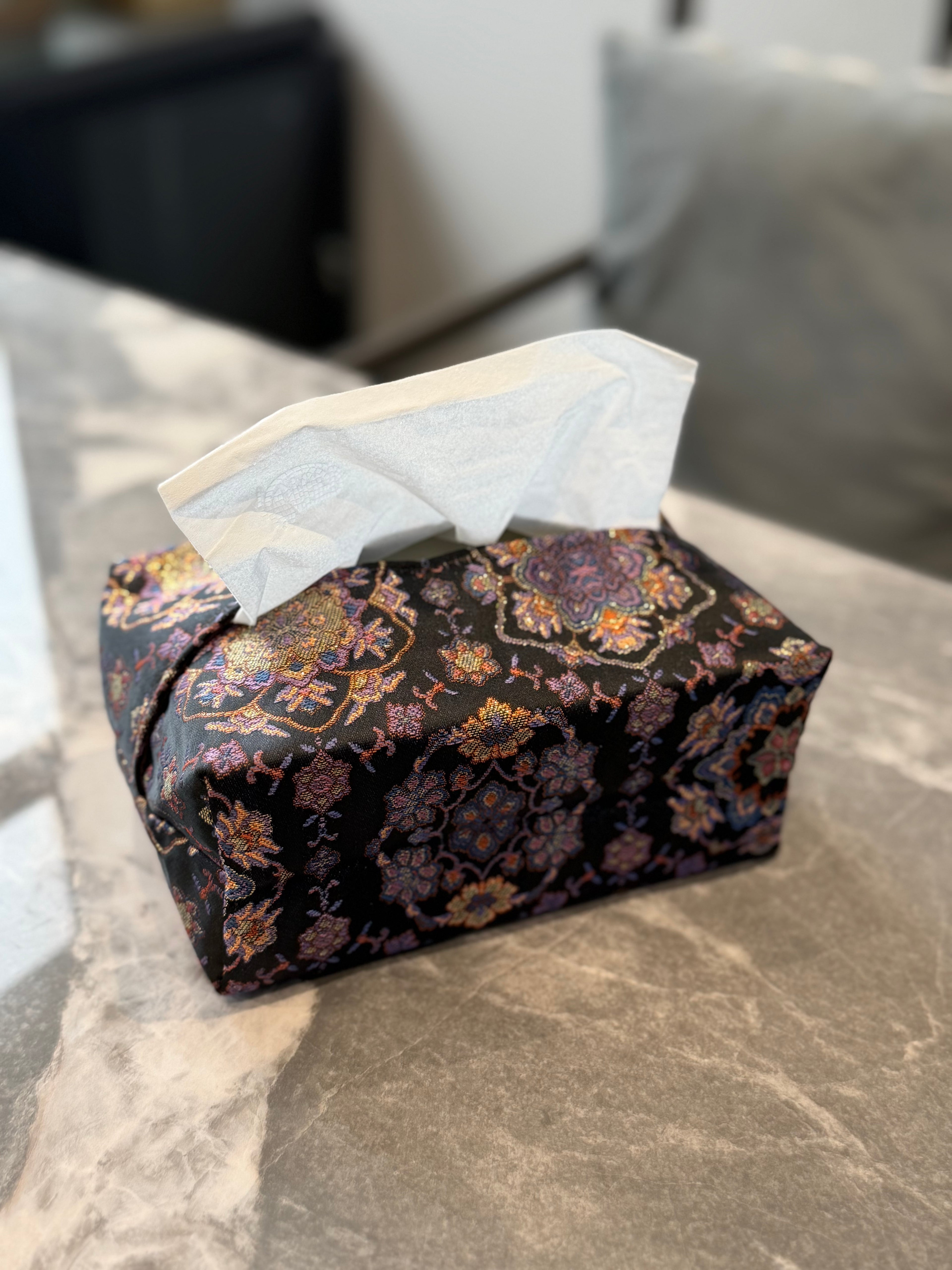 Baoxiang Pattern Embroidered Tissue Box Holder