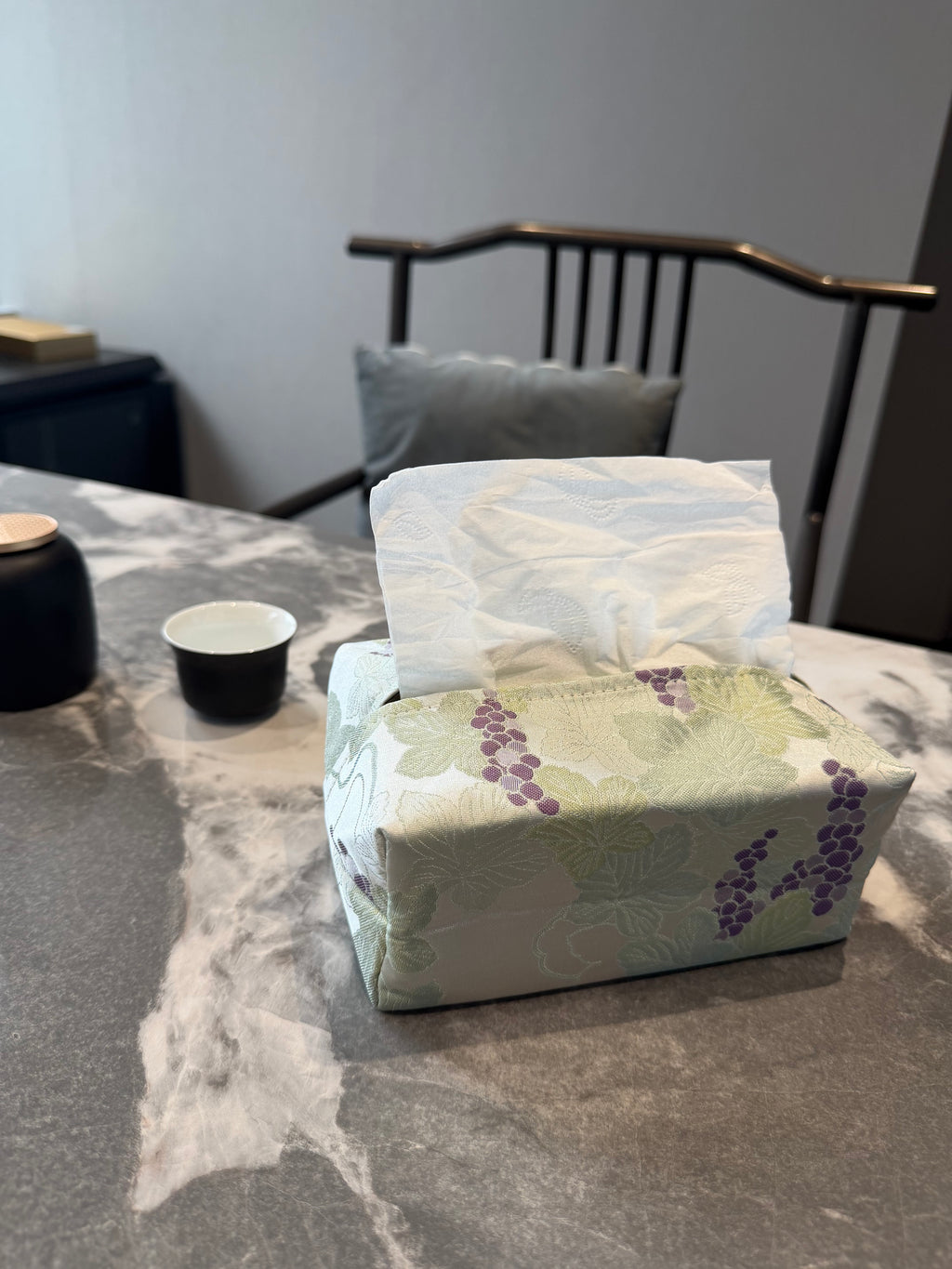Embroidered Fabric Tissue Box Cover