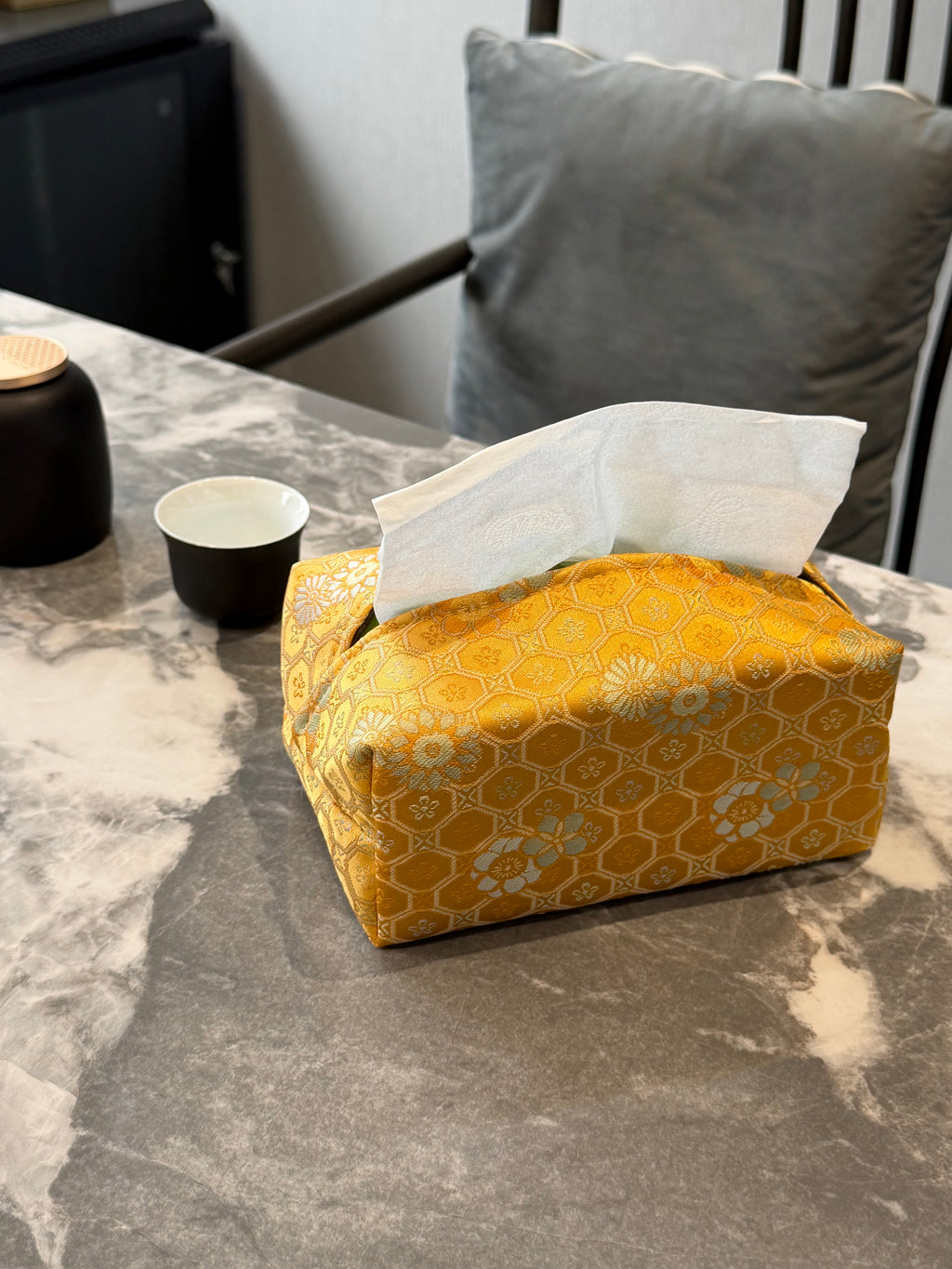 Embroidered Textile Desktop Tissue Holder Cover