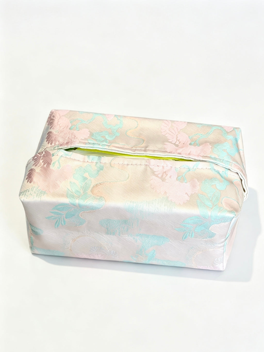 Vintage Chinese Jacquard Embroidered Fabric Tissue Box Cover