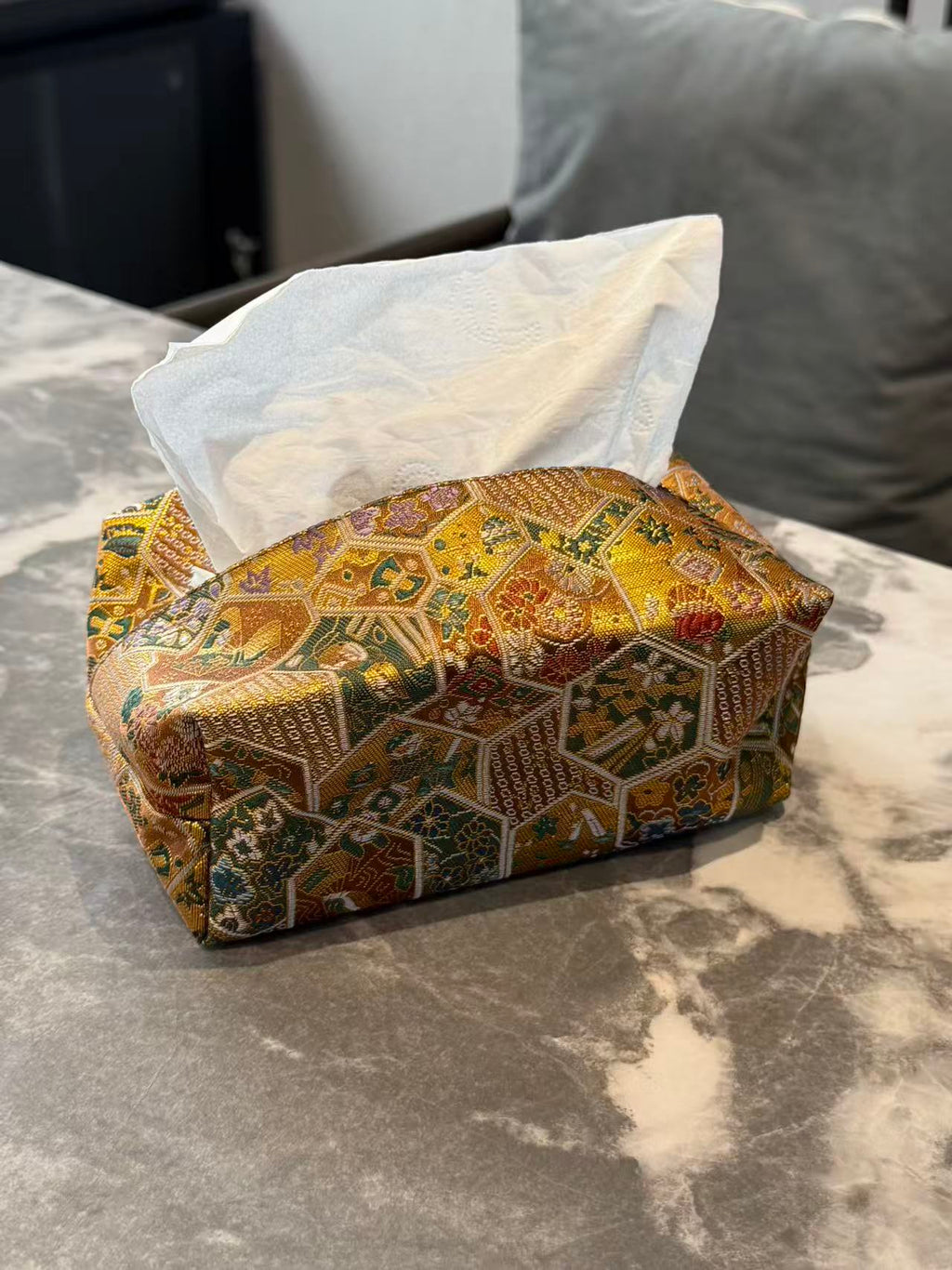 Vintage Jacquard Embroidered Tissue Box Cover