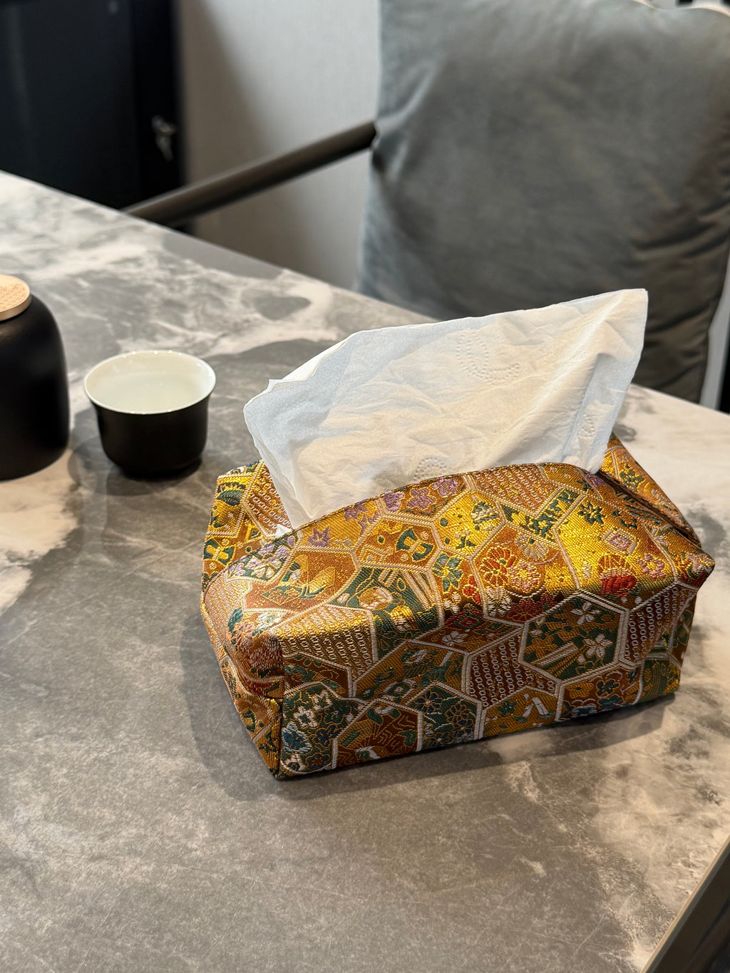 Vintage Jacquard Embroidered Tissue Box Cover