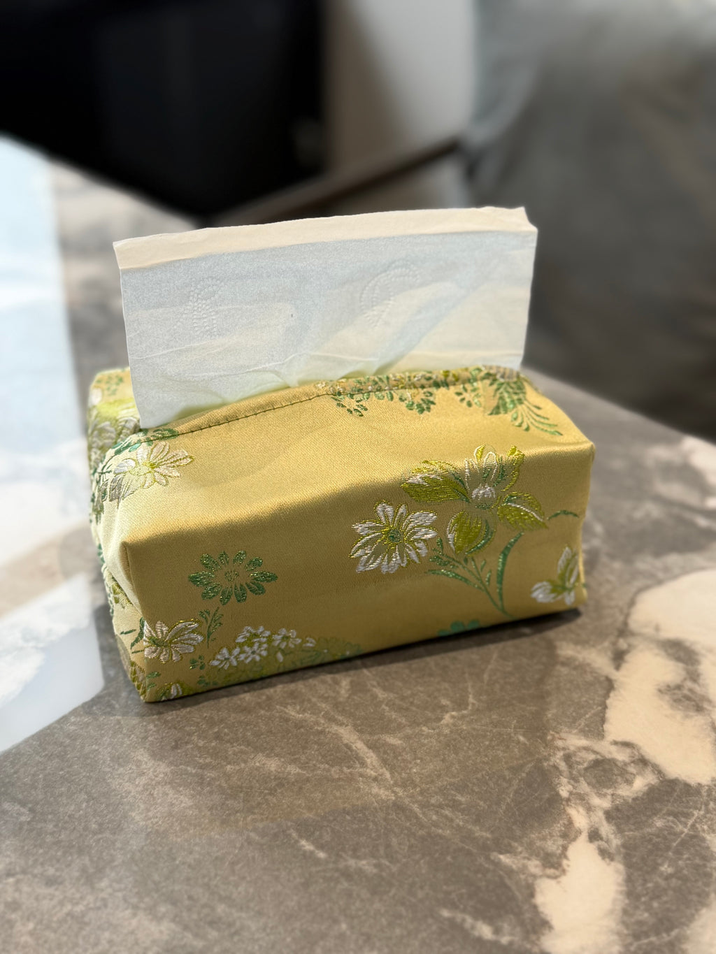 Vintage Jacquard Fabric Tissue Box Holder