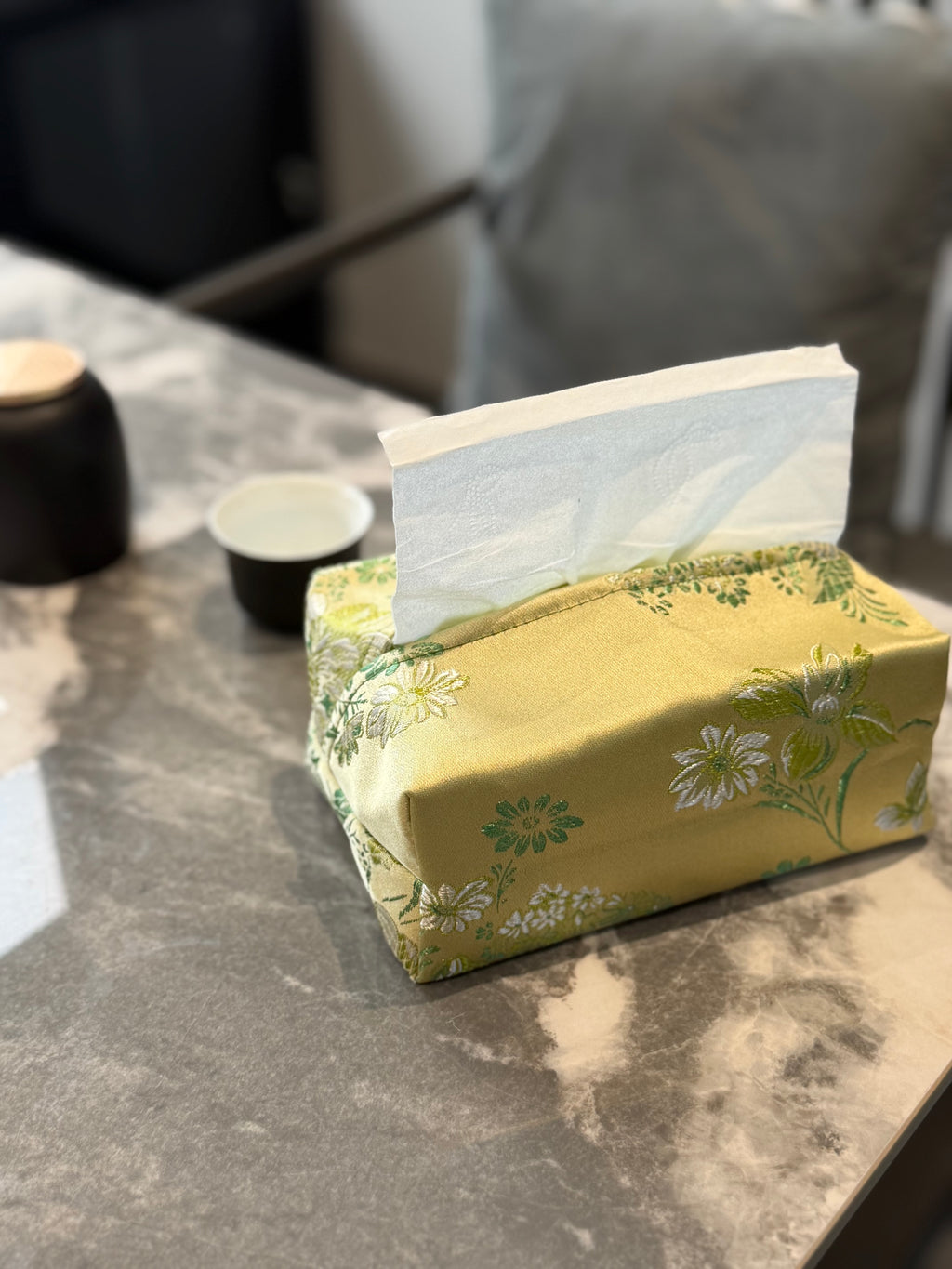 Vintage Jacquard Fabric Tissue Box Holder