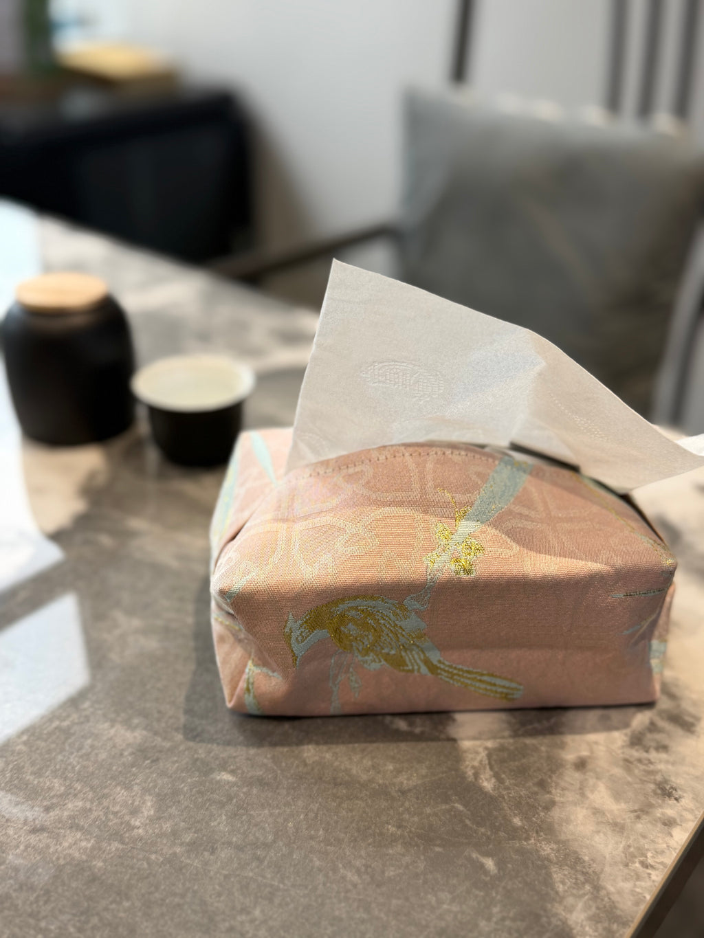 Willow Shadow Embroidered Tissue Box Cover
