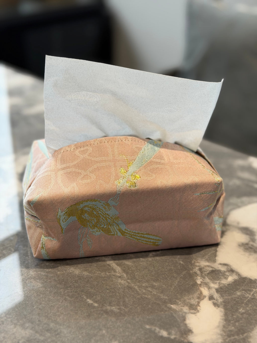 Willow Shadow Embroidered Tissue Box Cover